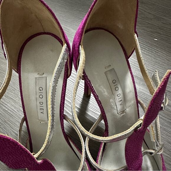 Gio Diev Snakeskin‎ Print Pointed Buckle Stiletto High Heels Size 39 - Picture 7 of 8